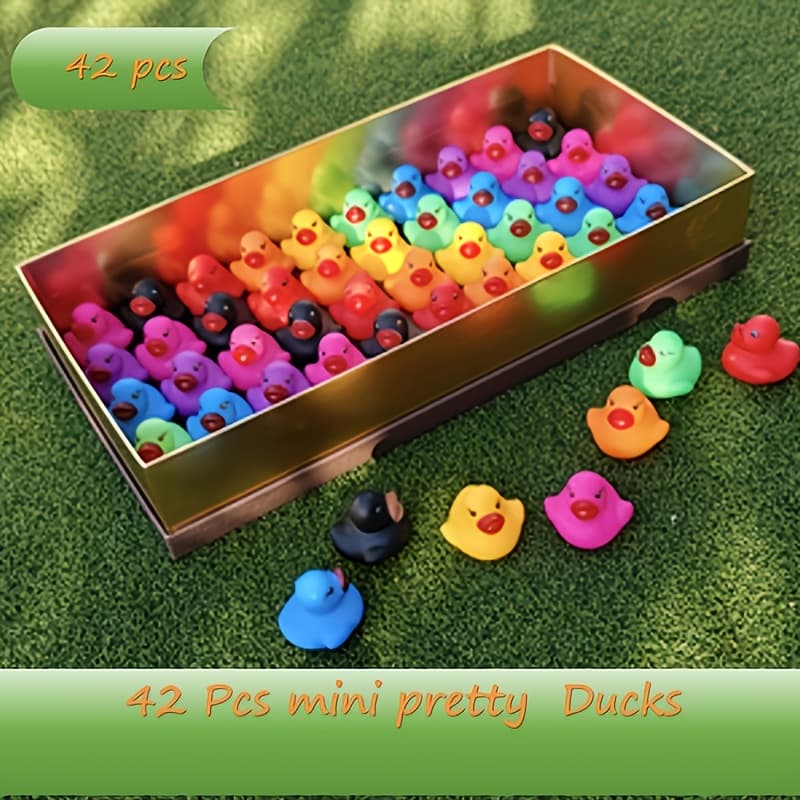 TEMU Gift For Her/him 42pcs Zirvhine Designed 1.4 Inch Lash Rainbow Mini Ducks, Party Decor Ornaments, Handmade , Holiday Ornaments, Party Favors For