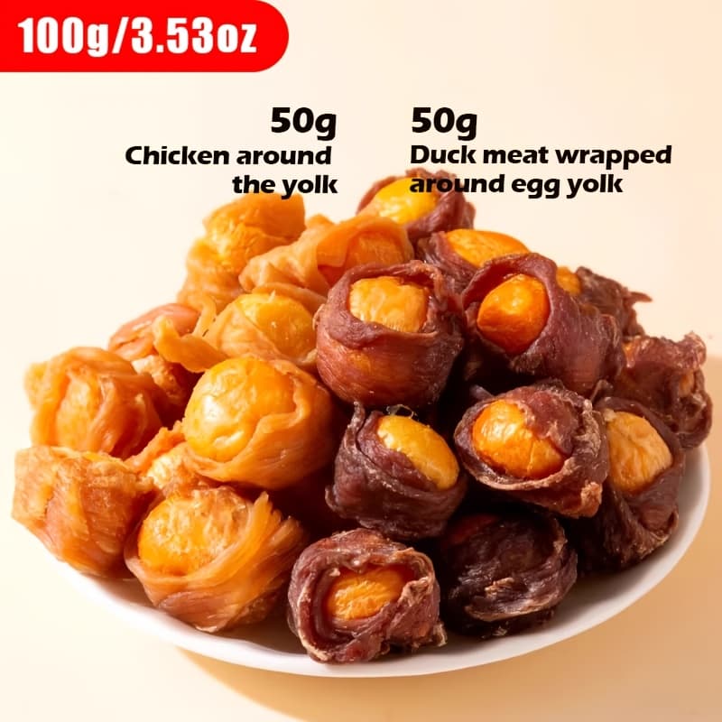 TEMU Chicken & Duck Egg Yolk Roll Balls Dog Treats, & | Natural Meat Rolls With Rich Flavor & Firm Texture | Ideal For Training, Daily Snacks, Interactive Feeding Or Travel | Popular & Hot-selling