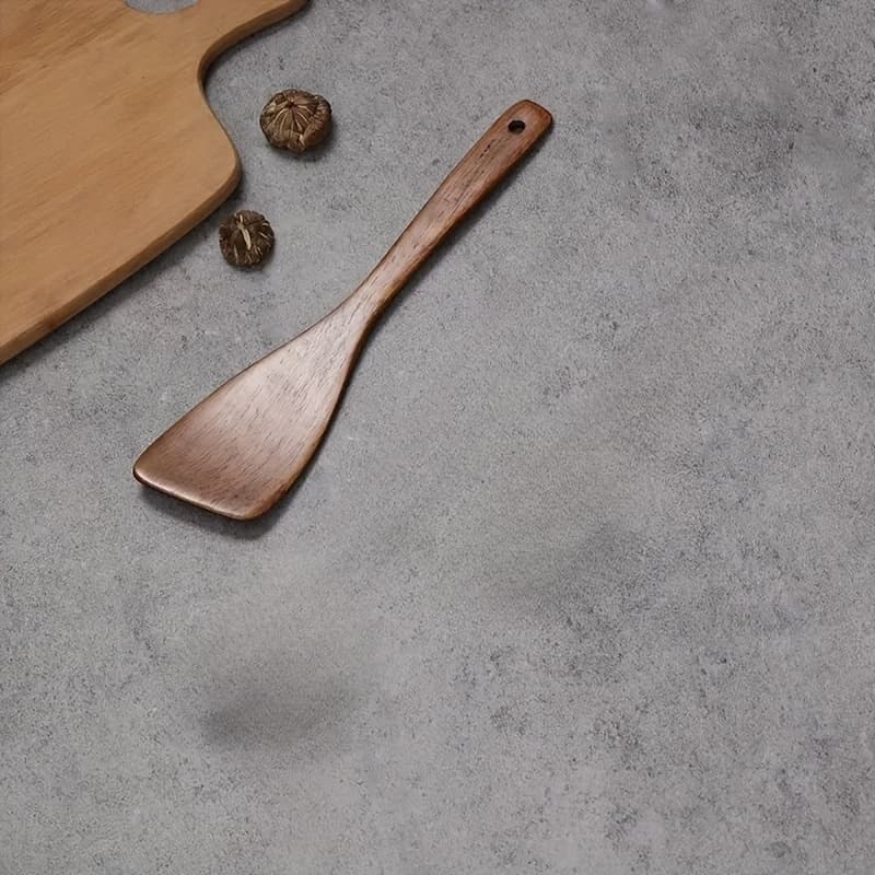 TEMU 1 Wooden Cooking Spatula, Pan Special Stir-fry Spade For Home Kitchen, Heat-resistant Solid Wood Thin Pot Turner, Suitable For Cooking, Grilling, And Baking Utensil Flipping Tool
