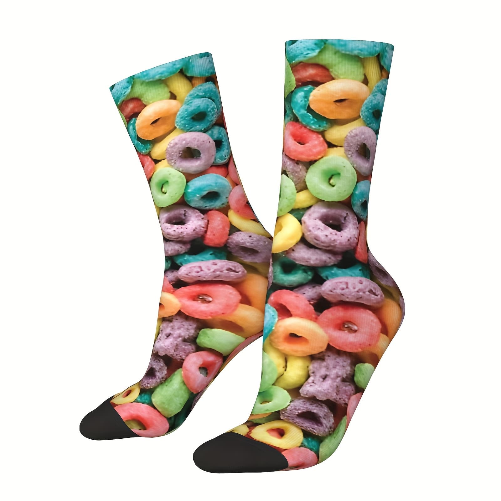 TEMU Snack Pattern 3d 1 Pair Men's Novelty Mid-calf Crew Socks, Breathable Comfy Casual Socks, Fashion Sports Socks As Holiday Gifts