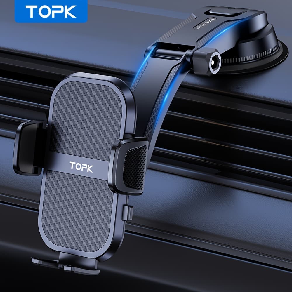 TEMU Topk D46-c Phone Holder For Car Dashboard, Adjustable In Vertical And Horizontal Directions High Stability Strong Includes Bonus Adhesive Pads Car Phone Holder Mount Compatible With All Phones