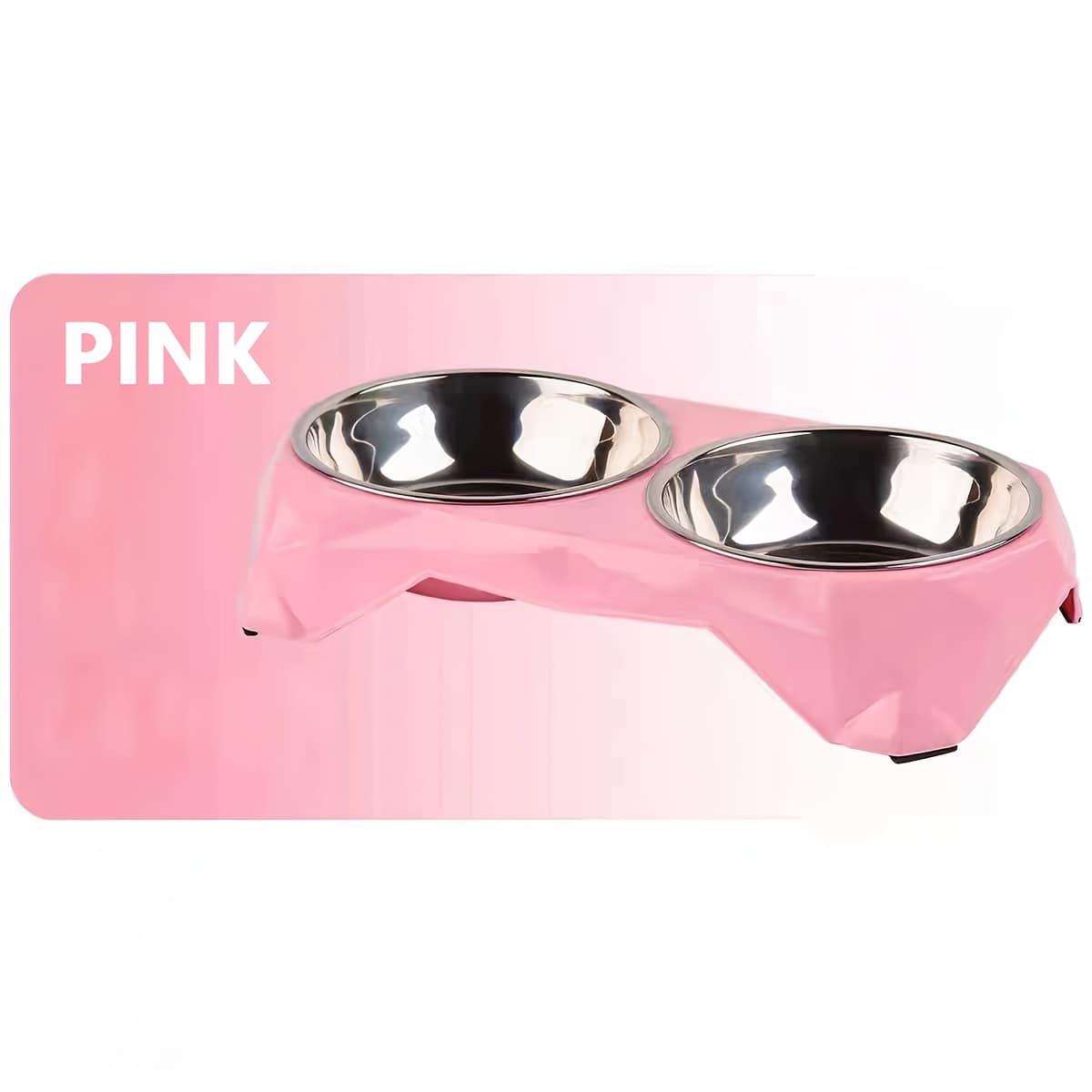 TEMU Double Pet Bowls For Dogs - Elevated Diamond-design - Stainless Steel - Large Capacity, Non-slip Feeding Dish Set - Raised Stand