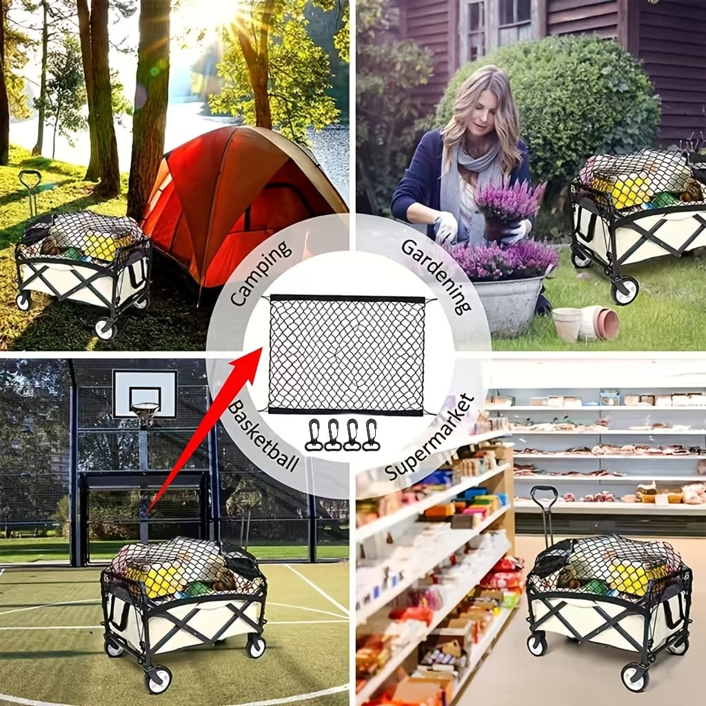 TEMU Heavy Duty Foldable Nylon Utility Vehicle Net | For , Folding Carts, , Utvs, And Trailers - Cargo Transport Net For Camping, Hiking, Outdoor Transportation - Loading Net (universal Fit)