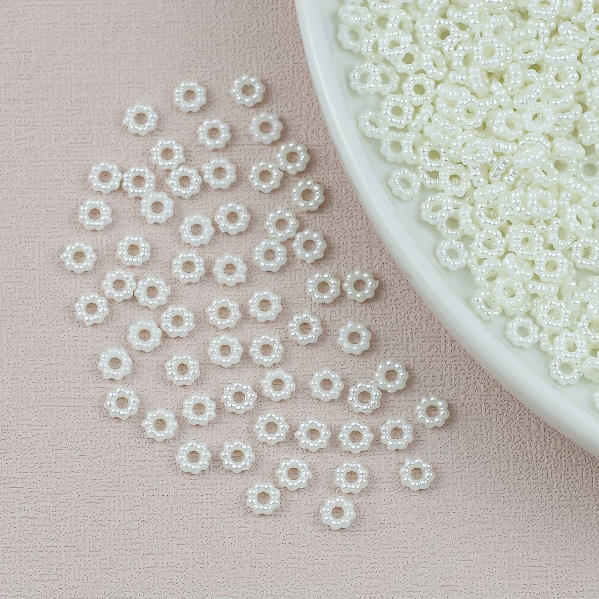TEMU 500pcs 6mm Snowflake Resin Spacer For Handmade Diy Bracelets, Necklaces, Earrings, Nail Art, Hair Clips, Hair Clips, Patches, Phone Cases, Diy Handmade Jewelry Accessories Materials