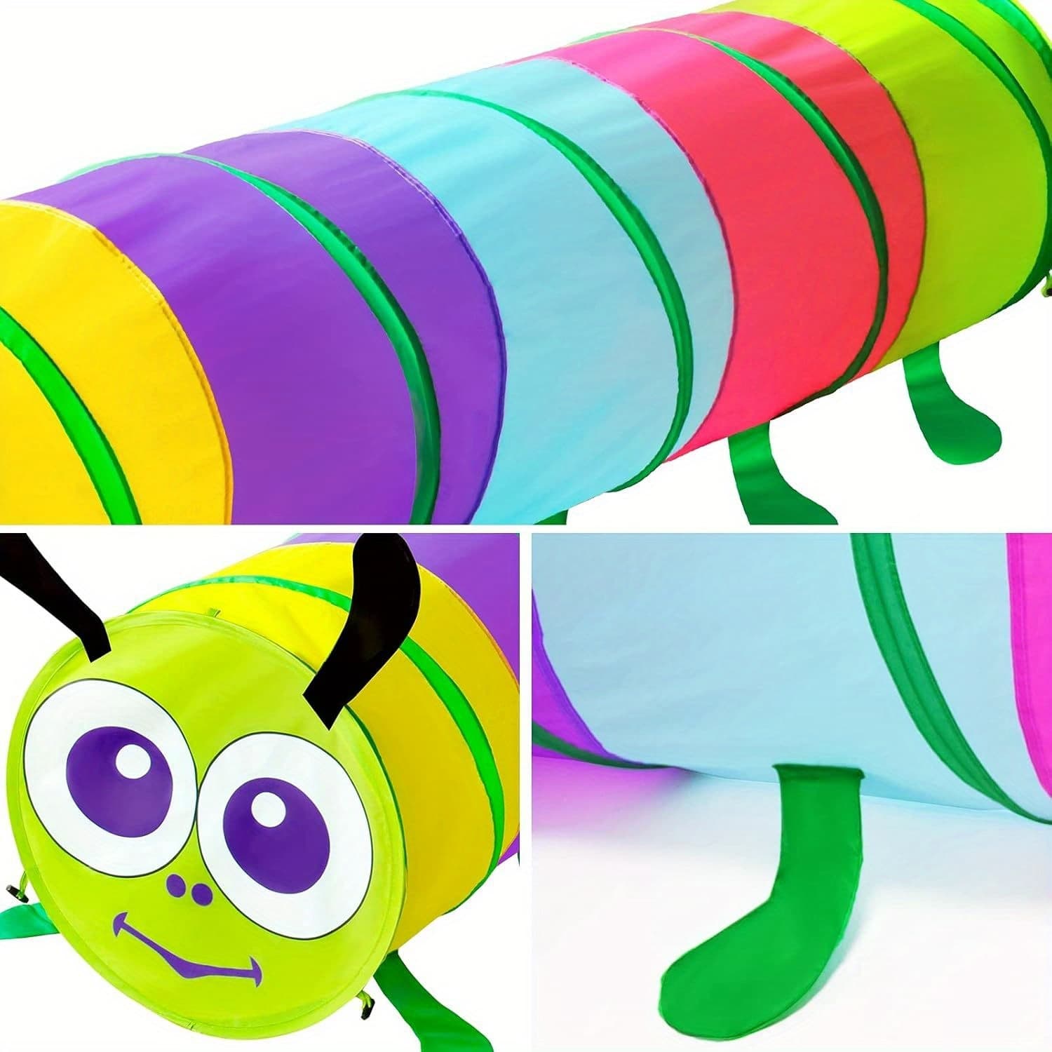 TEMU For Caterpillar Game Tunnel, A Climbing Tunnel Suitable For Babies, Boys, And Girls, Perfect As A Halloween, Christmas, Or Birthday Gift. Dimensions: 18.1in*70.8in