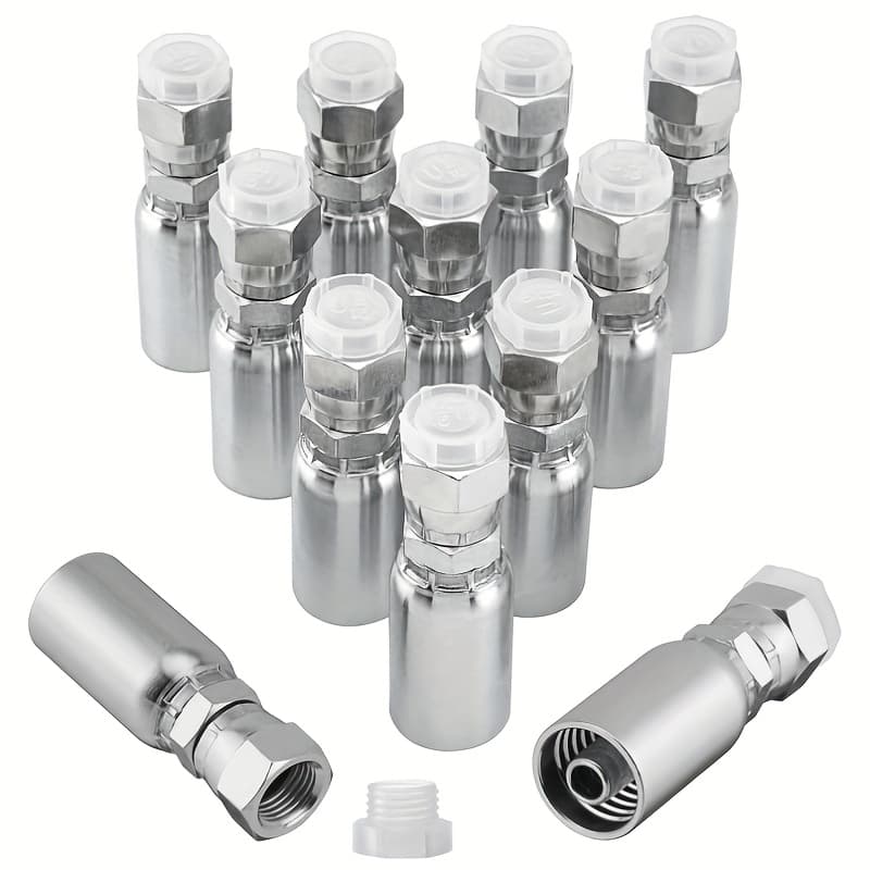 TEMU 12 Pack 3/8" Hydraulic Hose End Fittings: 3/8" I.d. Hose X 3/8" Jic 37° Female With Protection Cover Hydraulic Hose End Swivel Crimp Fitting