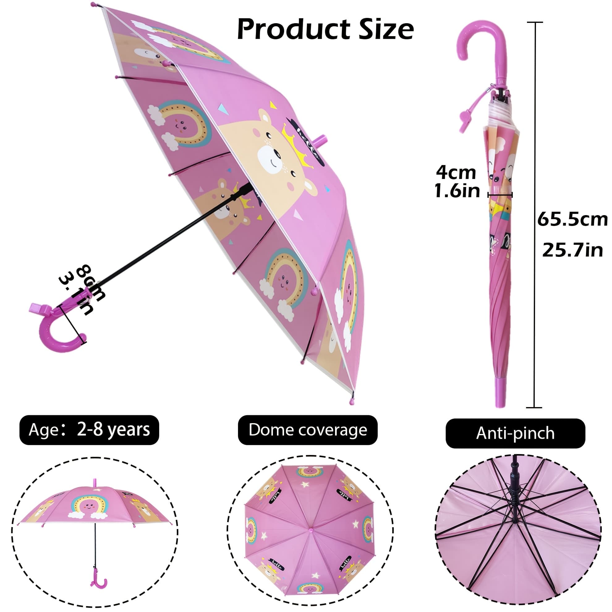 TEMU Auto Open Umbrella Classic Plastic Handle With -windproof, Rainproof And Durable Canopy Design-versatile Travel, Perfect For