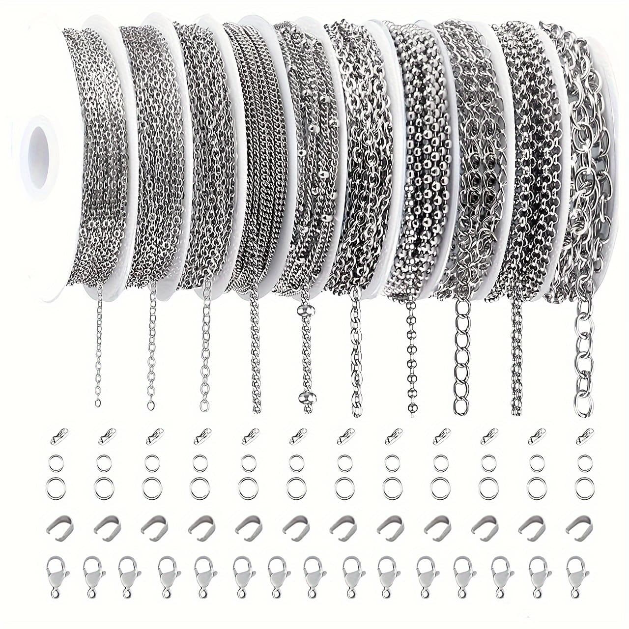 TEMU 10/15 Rolls Of 75 Feet 304 Stainless Steel Chain, Jewelry Making Kit, Lobster Clasp And Toggle Clasp Set, For Festival Parties, Birthday Gifts, And Handmade Jewelry Making Materials