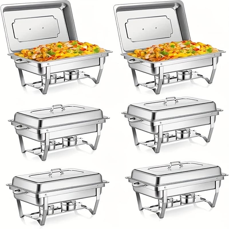 TEMU 2/4/ Stainless Steel Chafing Dish Buffet Set, 9.5 Qt Stainless Steel Buffet Servers And Warmers With Foldable Frame, Food Pan, Fuel Holder And Lid, For Home Parties, Wedding, Cooking