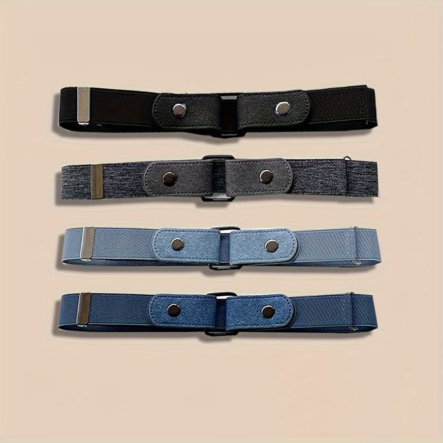 TEMU 4pcs Elastic Belt - Invisible, Seamless Belt For Casual And Formal Wear, Vintage Style