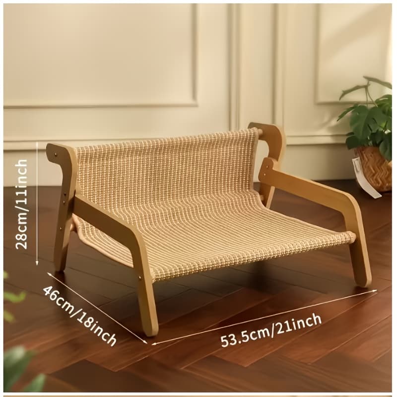 TEMU 2-in-1 Cat Hammock & Scratching Post Combo, Comfortable Durable Solid Wood Pet Rest Bed With Built-in Cat Nest, Easy To Assemble, Cat-friendly Sofa