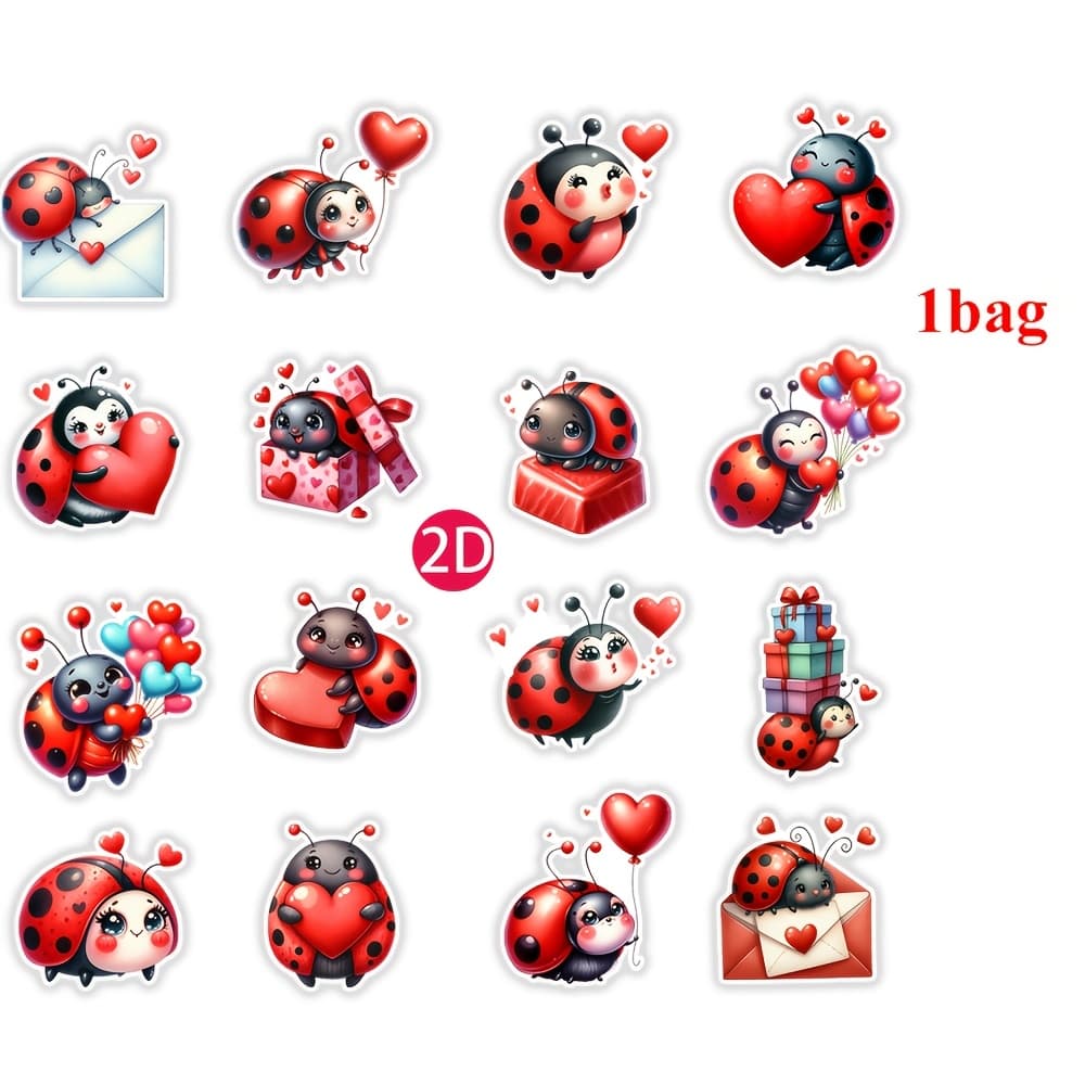 TEMU A Collection Of Adorable Ladybug-themed Stickers Designed For Journaling, Crafting, And Decorating Scrapbooks, Diaries, Photo Albums, School Projects, And Stationery