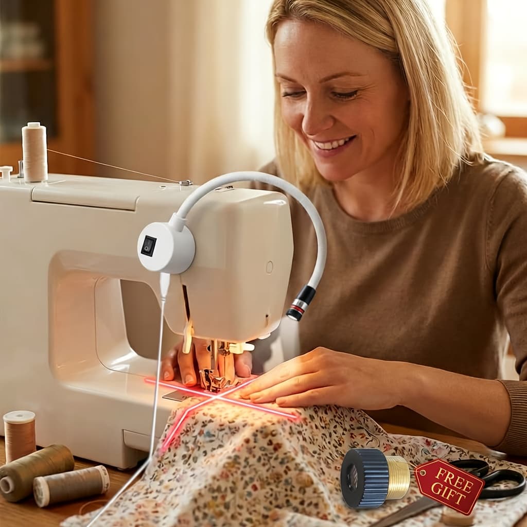 TEMU Magnetic Positioning Quilting Light For Sewing Machine, Sewing Red Guide For Straight Stitching, Quilting Red Light With , Adjustable And Quilting Aid Tool