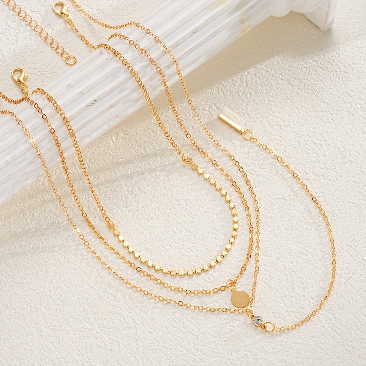 TEMU 3pcs Pendant Copper Women's Y-shape Necklace Set, , Gifting, And Including Vacation Parties