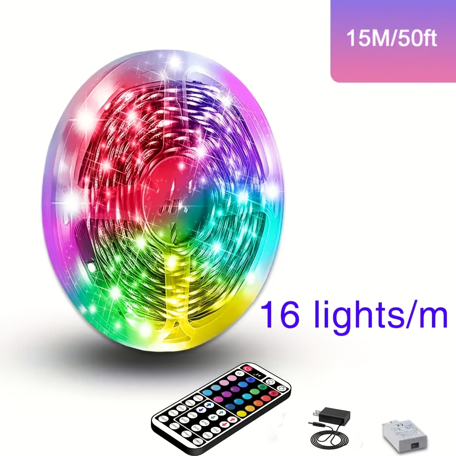 TEMU Led Lights For Bedroom Color Changing Strip Lights With 44-key Remote Control Rgb Strip, For Room Home Party Halloween Decorlroom Wall Decor Merry Christmas