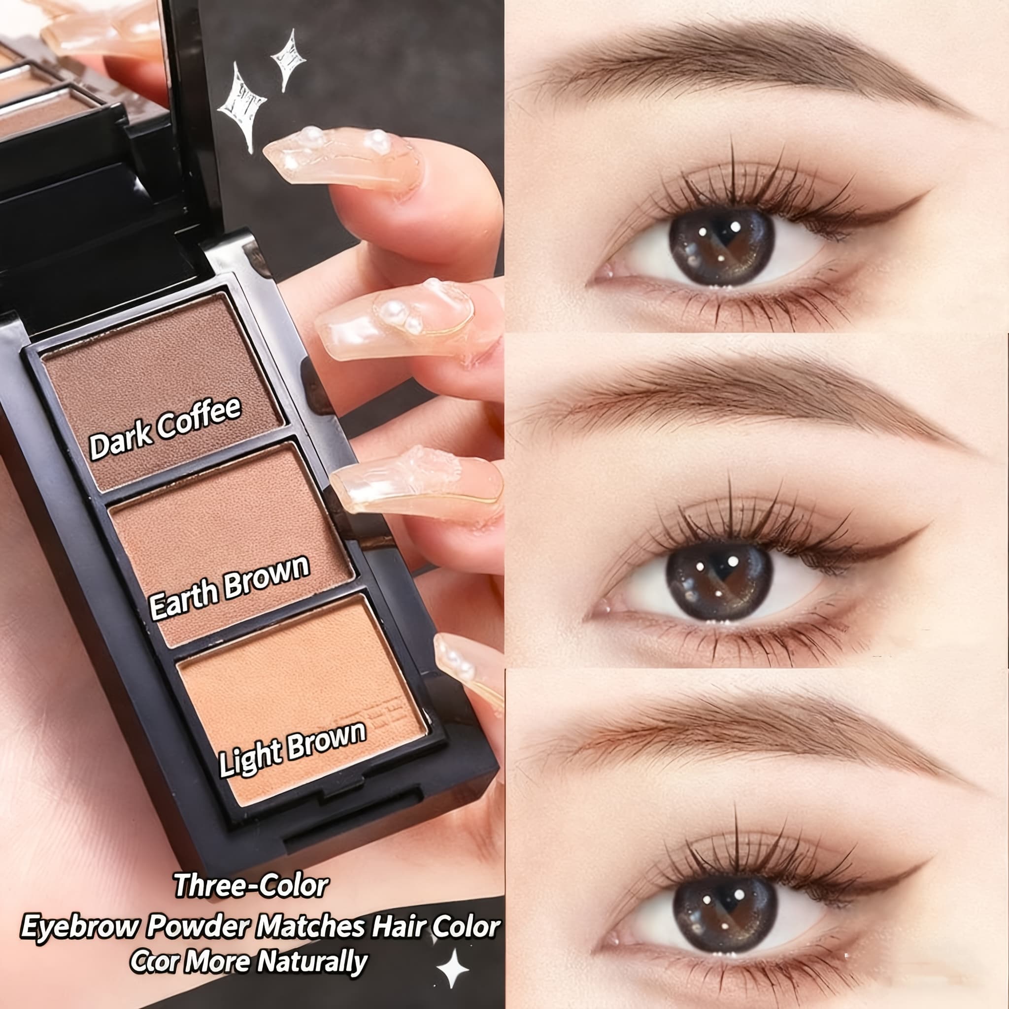 TEMU 3d Eyebrow Powder With Brush, Waterproof And Sweat-resistant, And Colour-fast. Portable And For Finish. Ladies' Cosmetics. Easter. The Perfect Festive Gift For Your Girlfriend
