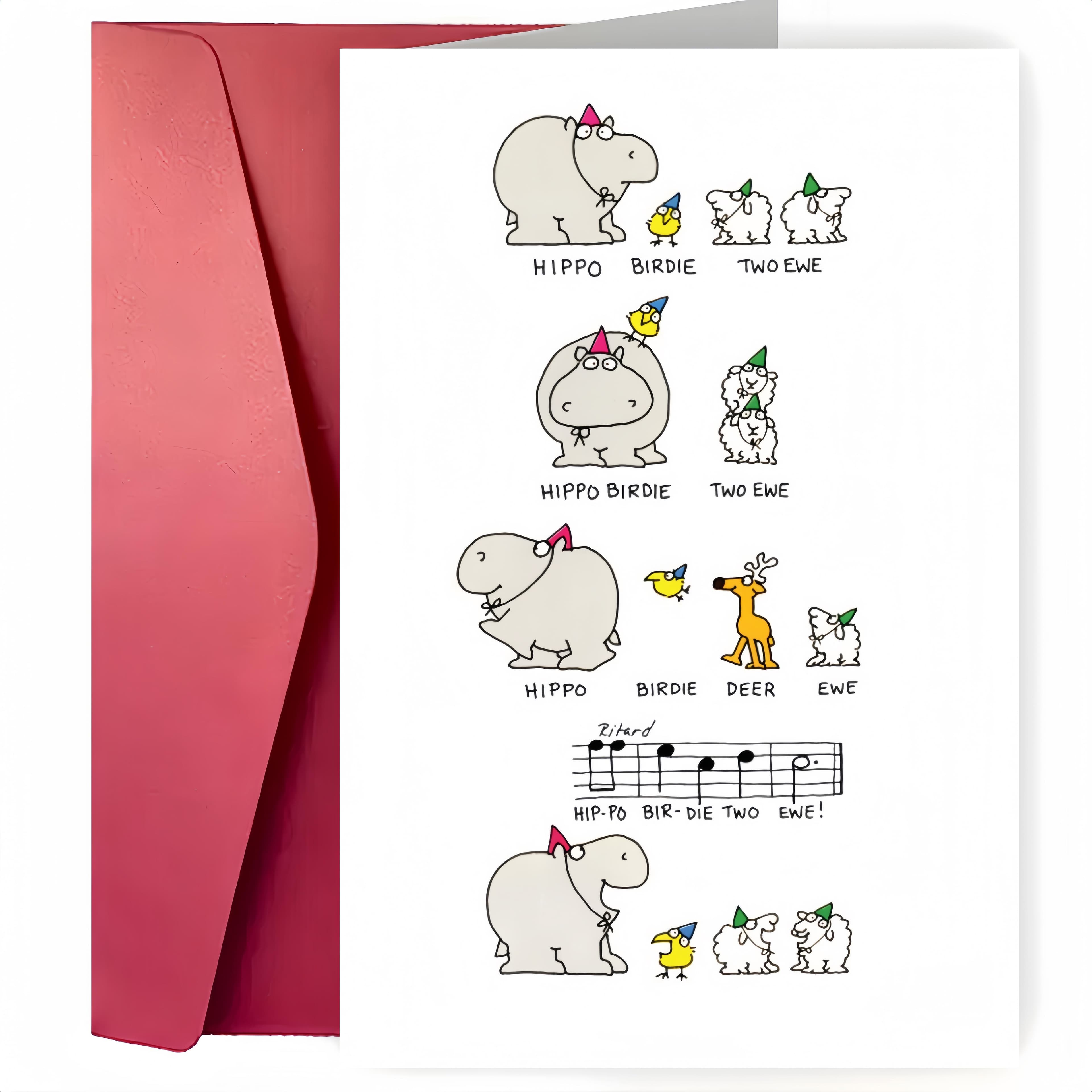 TEMU A Creative Hippopotamus And Humorous Conversation Card, Birthdays, Congratulations, Parties, Greeting Cards For Occasions