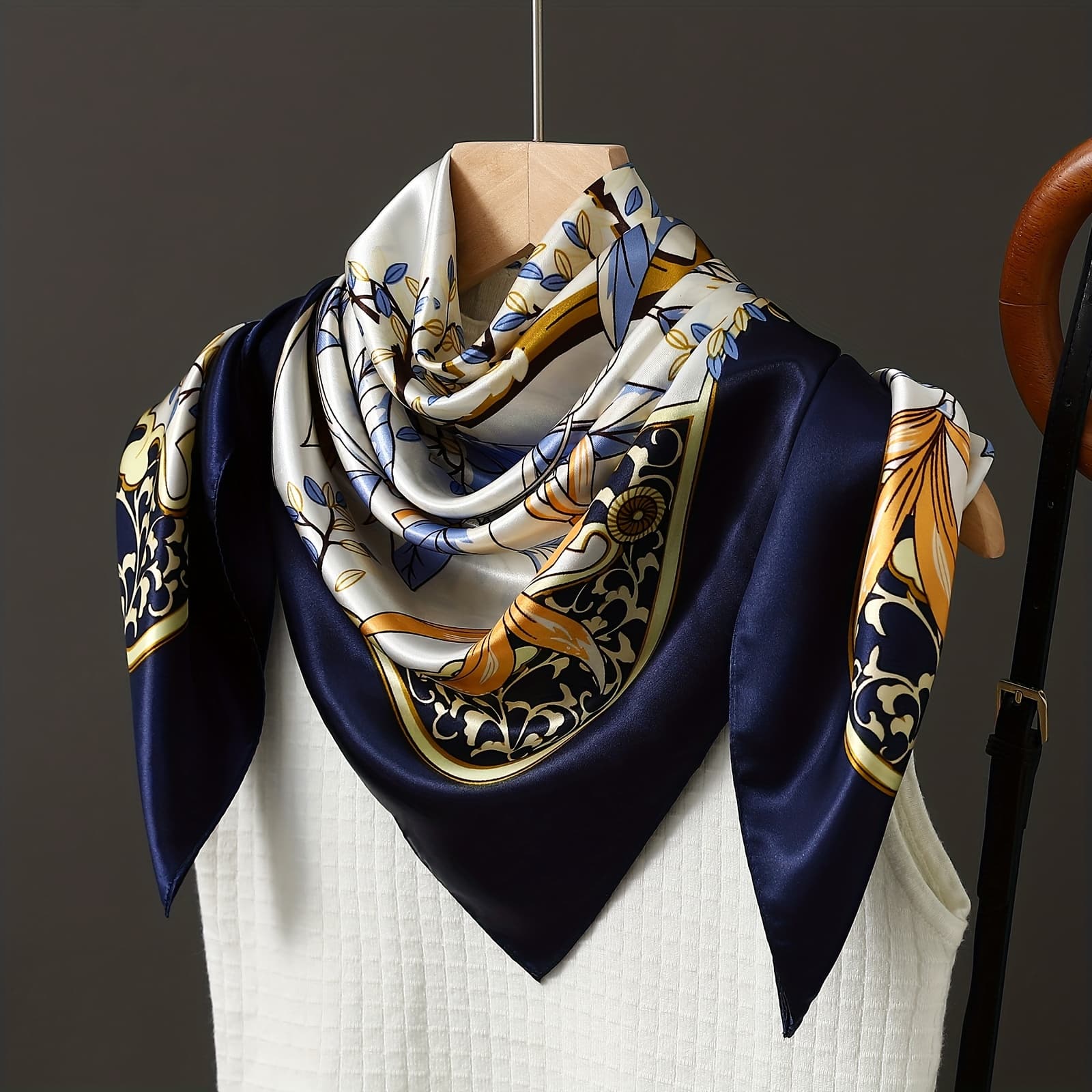 TEMU 35.4-inch Large Handkerchief, Popular Air-conditioned Room Shawl, Fashionable Thin Headscarf, Spring And Summer Outdoor Printed Square Scarf, Warm Headscarf, Women' X 90cm Luxury Scarf