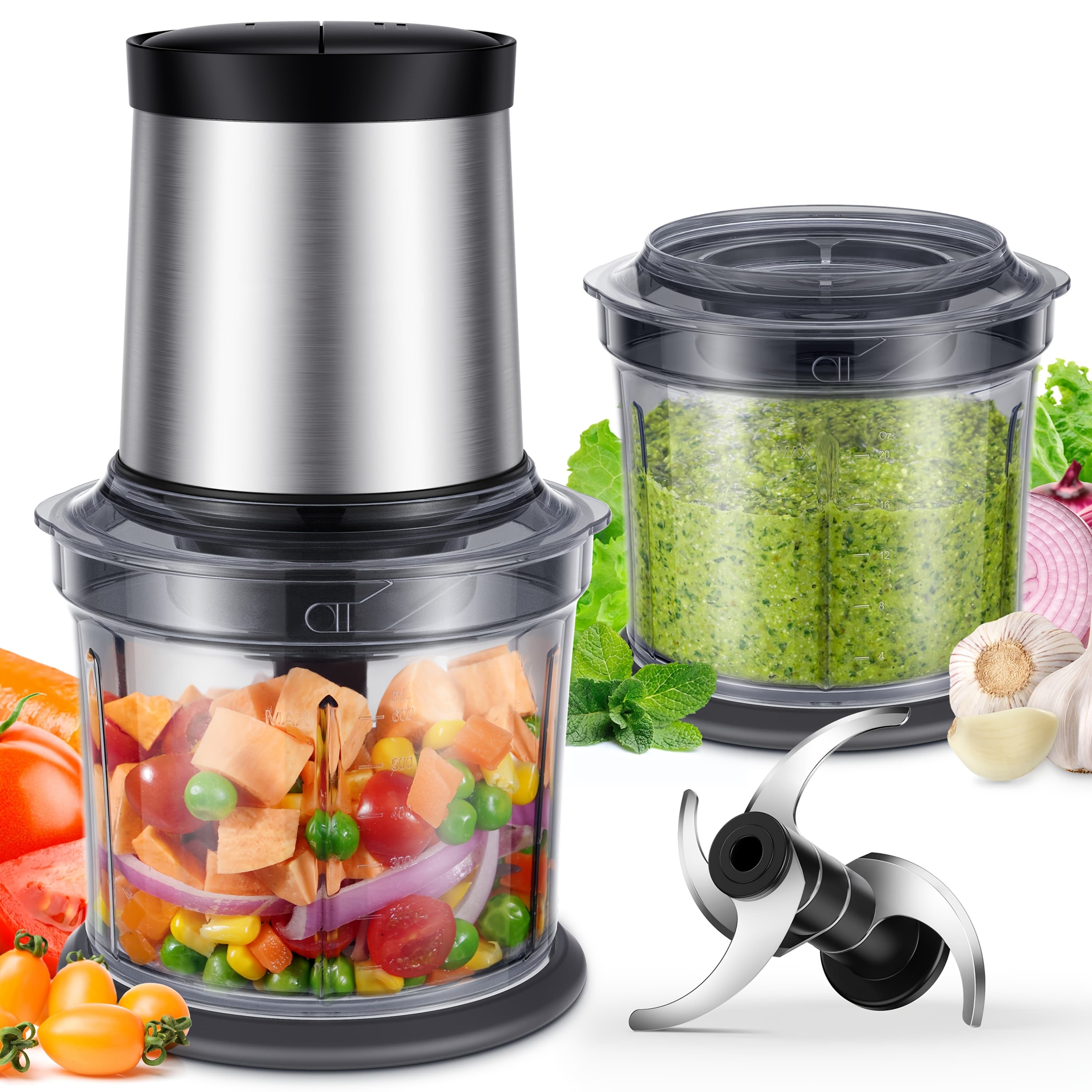 TEMU Food Processor 4 Cup, Electric Food Chopper, [small But Powerful]meat Grinder With 2 Bowls, 2 Speed & 4 For Vegetable, Meat, Nuts, Functions For Chopping, Dicing, Mixing And Puree