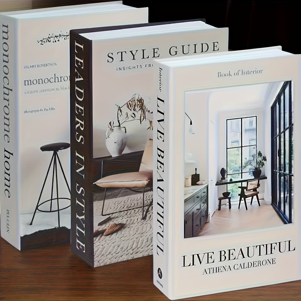 TEMU Set Of 3 Decorative Books, , Easy Assembly, Ideal For Interior Magazine On Coffee Tables And Desks