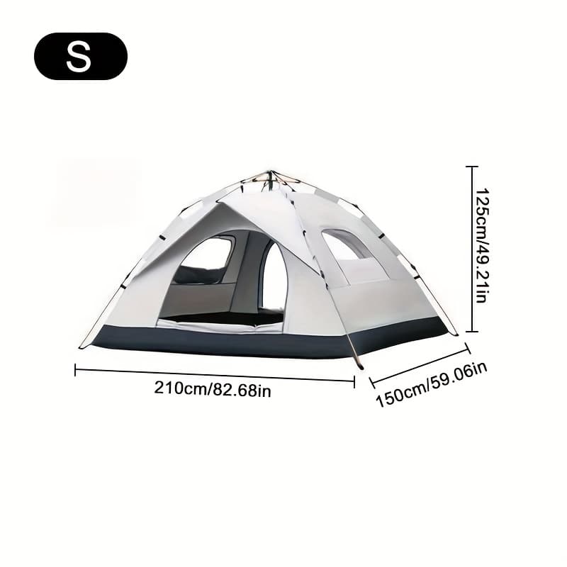 TEMU 3 Seconds Quick Open Automatic Pop-up Tent | With Fiberglass Poles, Oxford Cloth, Zip Closure, Suitable For Hiking, Travel, And Beach - Grey, Double Door, 2 People Capacity