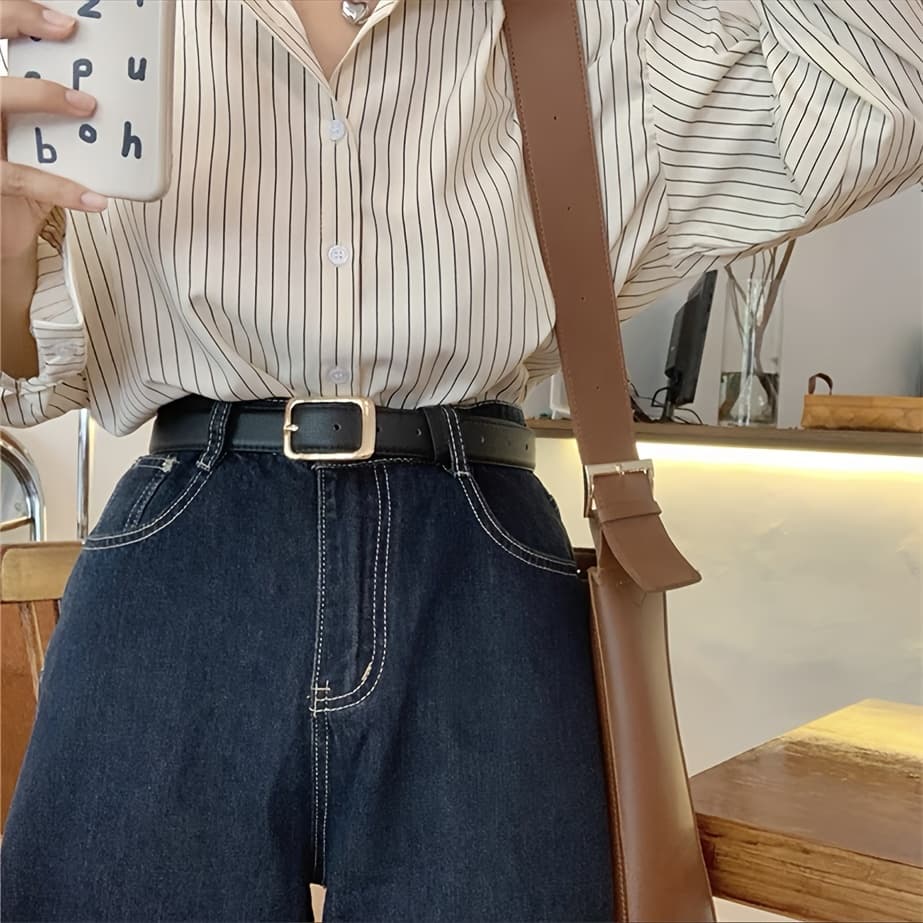 TEMU 1pc Women's Golden Casual Dress Belt
