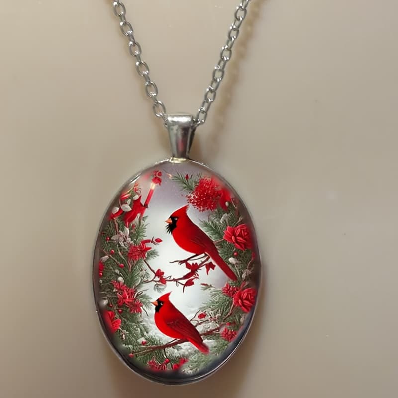 TEMU 1pc Creative Animal Magpie Painted Round Pendant Necklace Fashion Jewelry Accessories Holiday Party Anniversary Gift For Partner