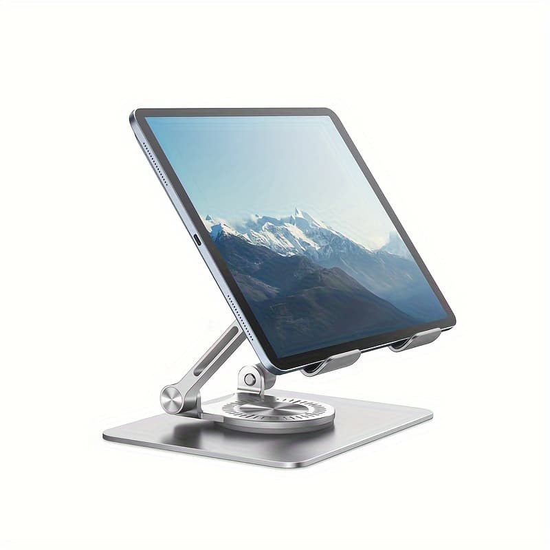 TEMU Kexin Tablet Stand Adjustable With 360-degree Rotating Base Aluminum Tablet Stand Universal Tablet Stand For Ipad Fire Tablet Smartphone , Silvery/blue/black