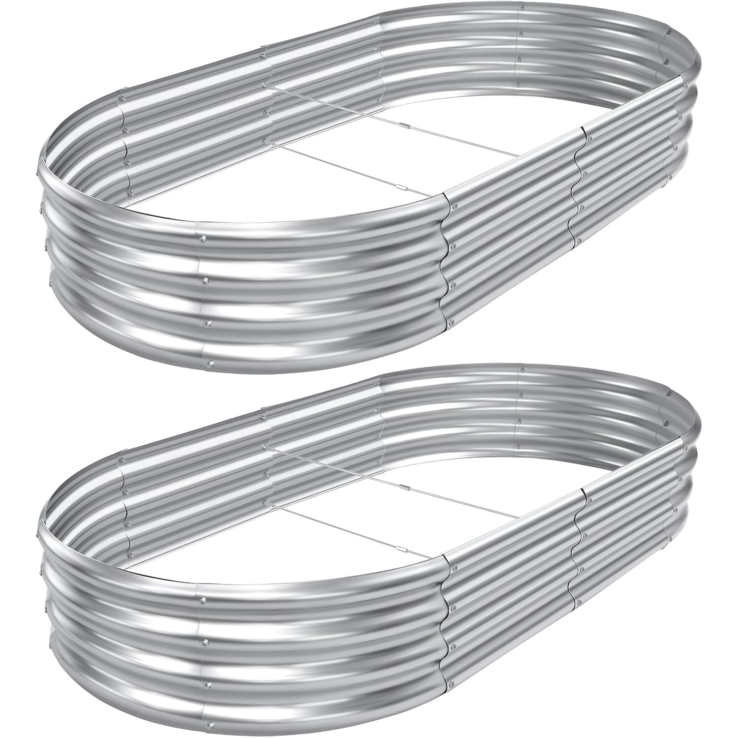 TEMU 2pack 8×3×1ft Raised Garden Bed, Outdoor Galvanized Planter Boxes, Oval Large Metal Raised Garden Beds For Vegetables