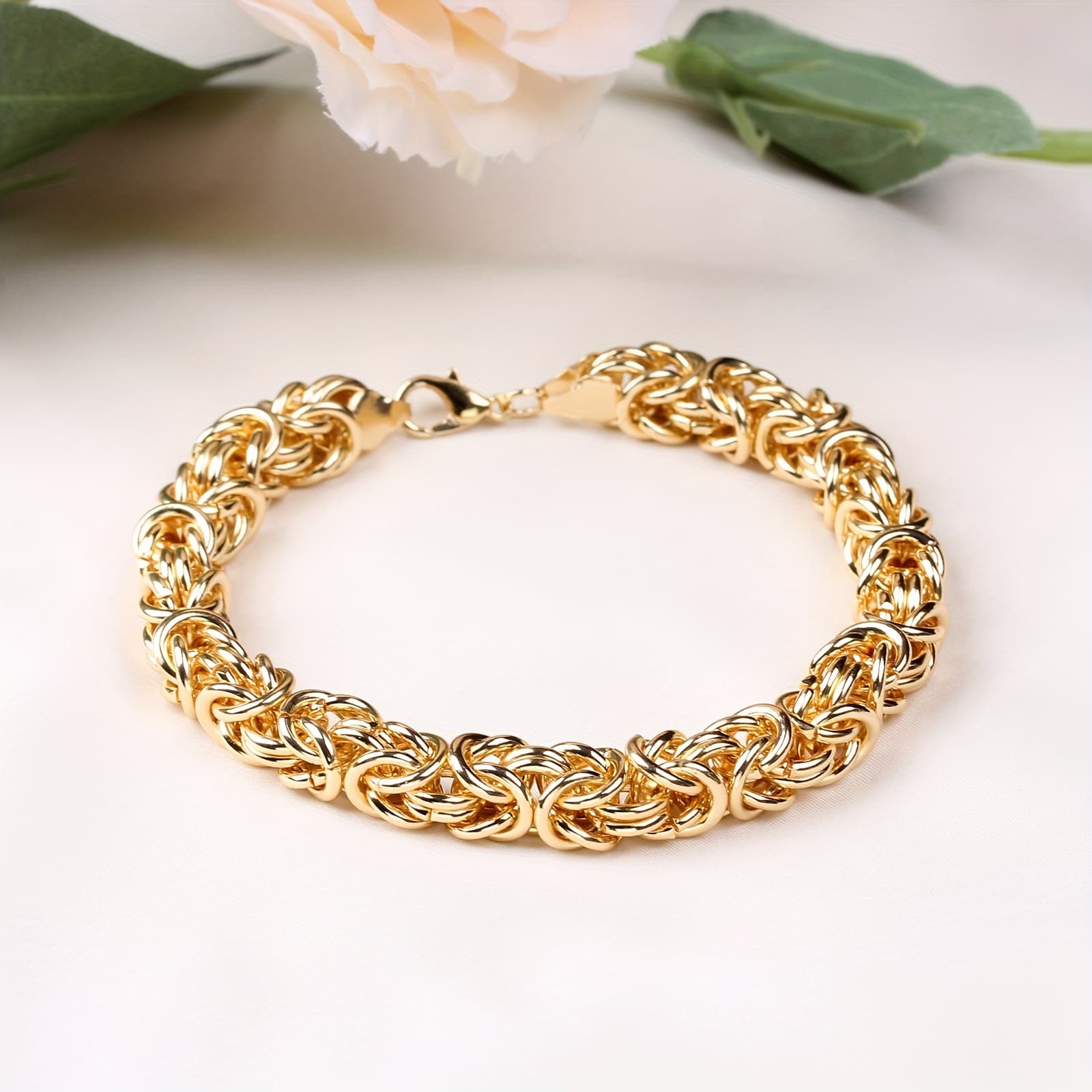TEMU Elegant Handmade Bracelet - Complex Weaving Design, , Luxurious Hollow Pattern, Ideal Birthday Or Holiday Gift For Men And Women, Valentine's Day And Christmas