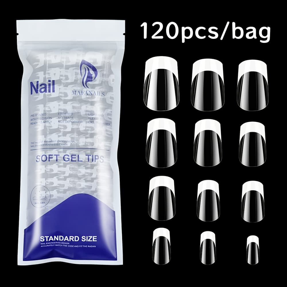 TEMU 120pcs/bag Square Nail Tip Set, 120pcs Short Full Coverage White And Clear Fake Nails, 3d Transparent Nails, Suitable For Festivals, Birthdays - Event Parties - Dates And Daily Wear