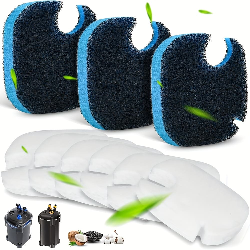 TEMU 9 Pack Canister Filter Compatible With 172/225/265gph Aquarium External Filter, 3 Coarse Pads + 6 White Floss Pads For 172/225/265gph