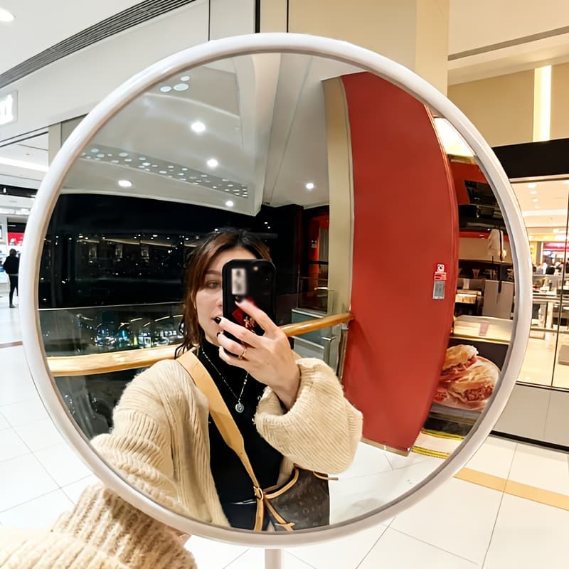 TEMU 1pc Wide-angle Convex Mirror With Large Field Of View, Wall-mountable Or Handheld For Photography, Wall-mounted Makeup Mirror, Suitable For Home, Restaurant, Or Point Photo Wall Decoration, Gift