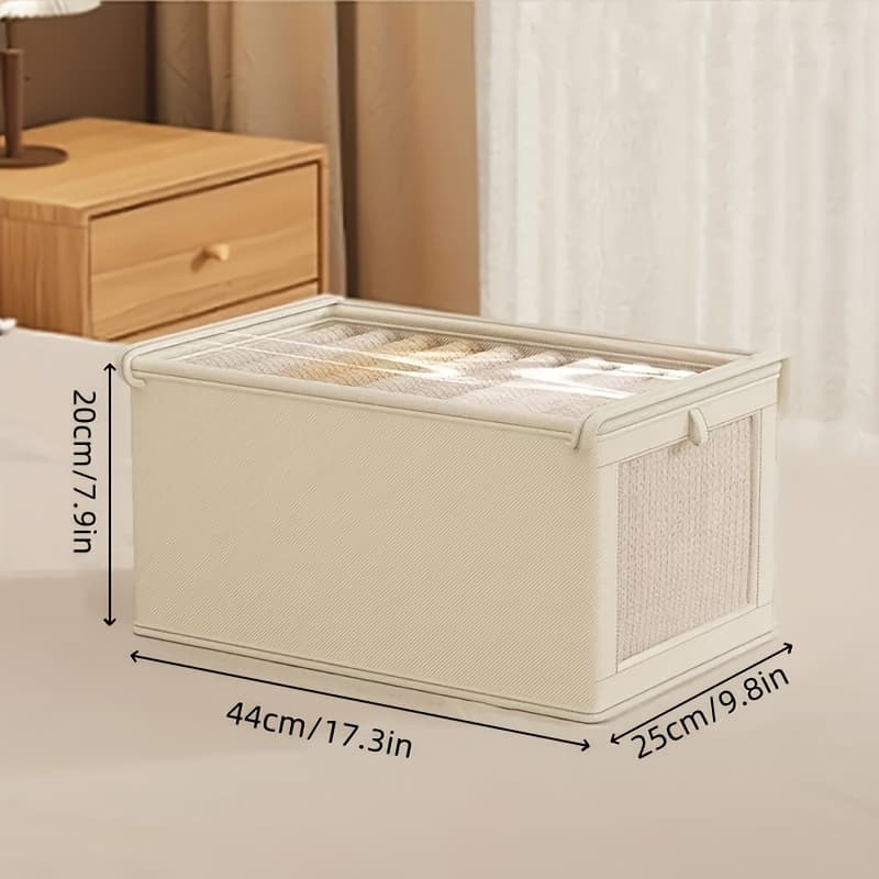 TEMU 3pcs Oxford Cloth Storage Box, Clear Window Clothing Storage Box With Cover, For Clothes, Jeans, Books, Shelves, Closet, Wardrobe Closet Organization And Storage Baskets, Under-bed Storage