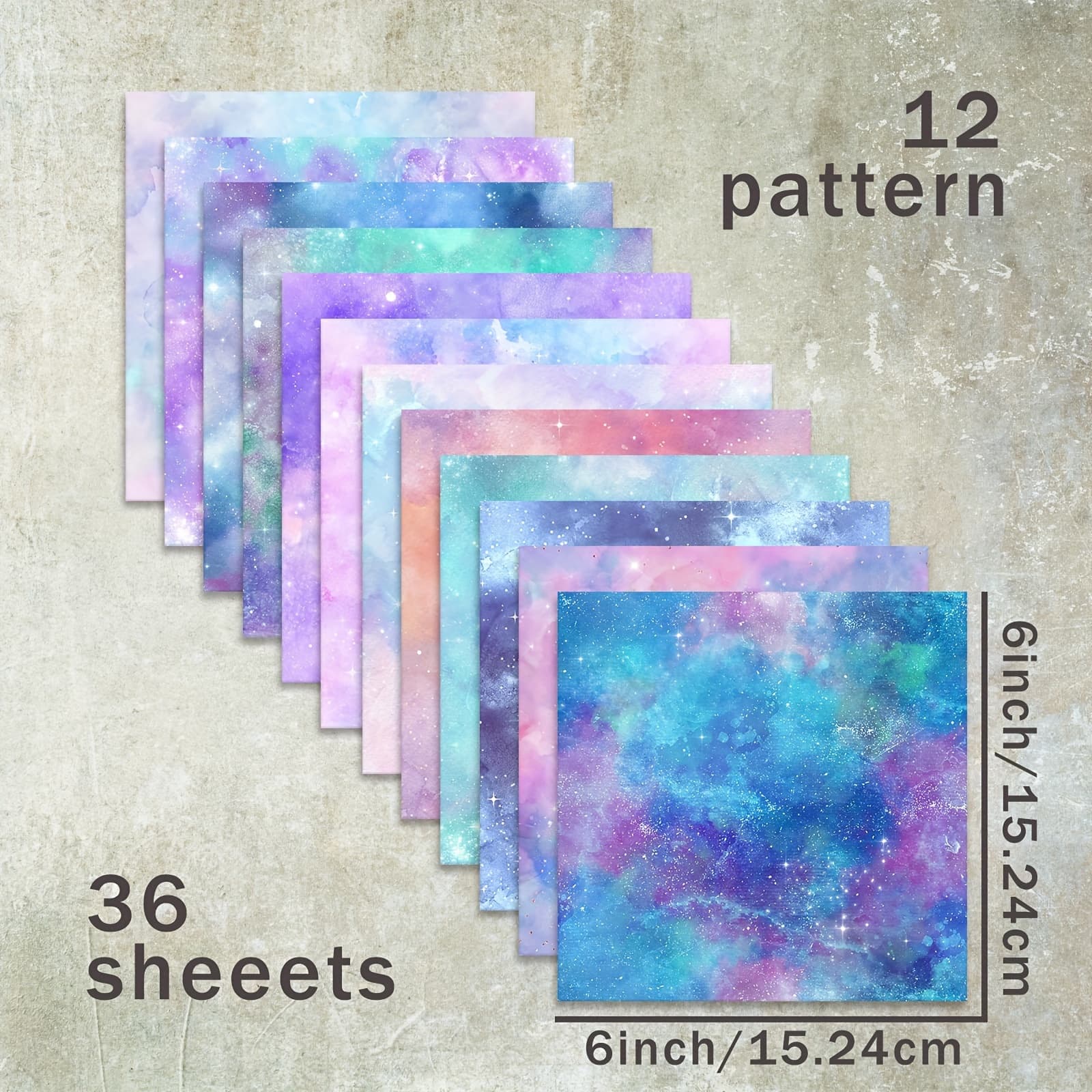 TEMU 36 Sheets Of 6-inch Colorful Background Paper, Suitable For Bullet Diary Trash Magazine Greeting Card Background Photo Album And Handicrafts