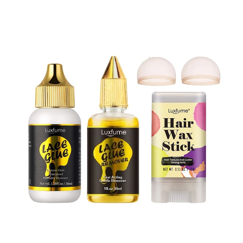 TEMU Wig , Four-piece Family Set! Includes Wig + Remover + Hair Wax Stick + Net , For Attachment, Removal, And Styling , Beginner Into Instantly!
