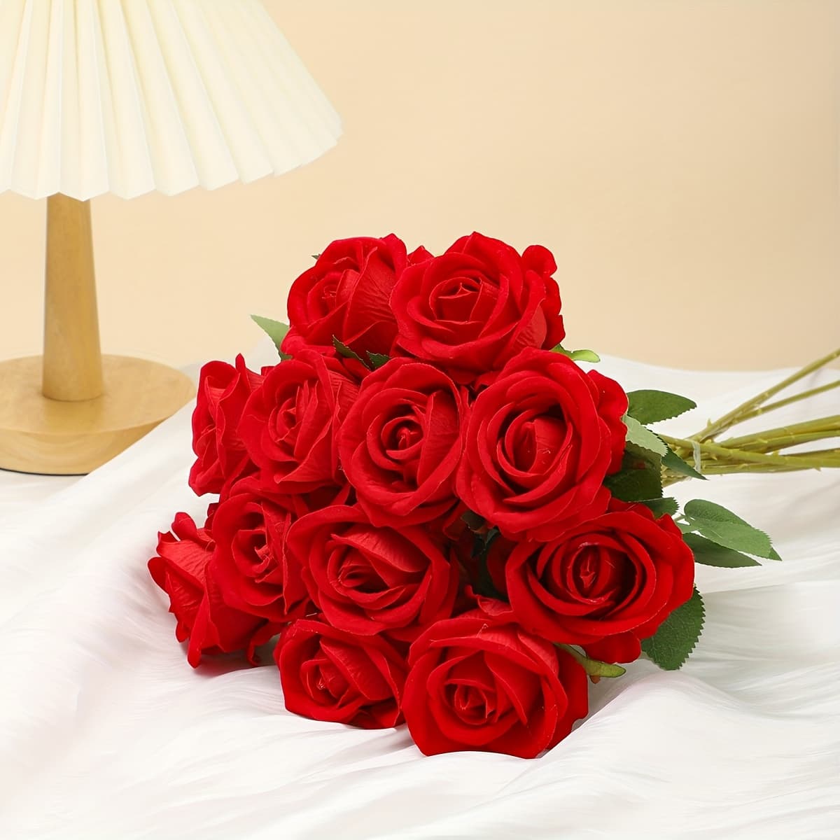 TEMU 12pcs Realistic Artificial Rose Bouquet For Weddings, Birthdays, And More - Long Stem Roses For Floral Arrangements And Home Decor - Perfect Gift For Valentine's Day, And Birthdays