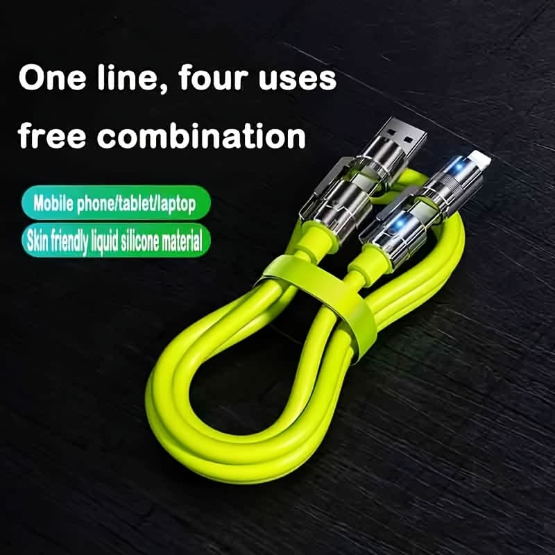TEMU Xni 240w Super Fast Charging For 4\-in\-1 Charger Dual Type-c 1.2m Car Data Cable 2- Suitable For Mobile Multifunctional Charging Cable