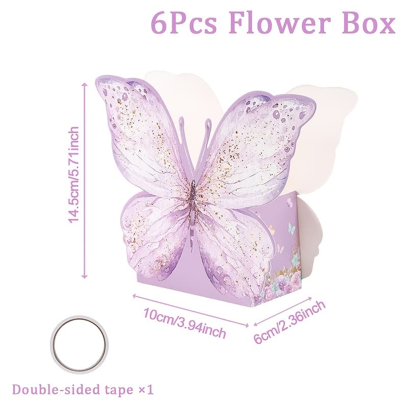 TEMU 6pcs, Purple Theme Flower Cardboard Box, Party Arrangement Decoration, Party Table Centerpiece, Flower Wrapping Paper Box, For Birthday, Wedding, Baby Shower, Holiday Event