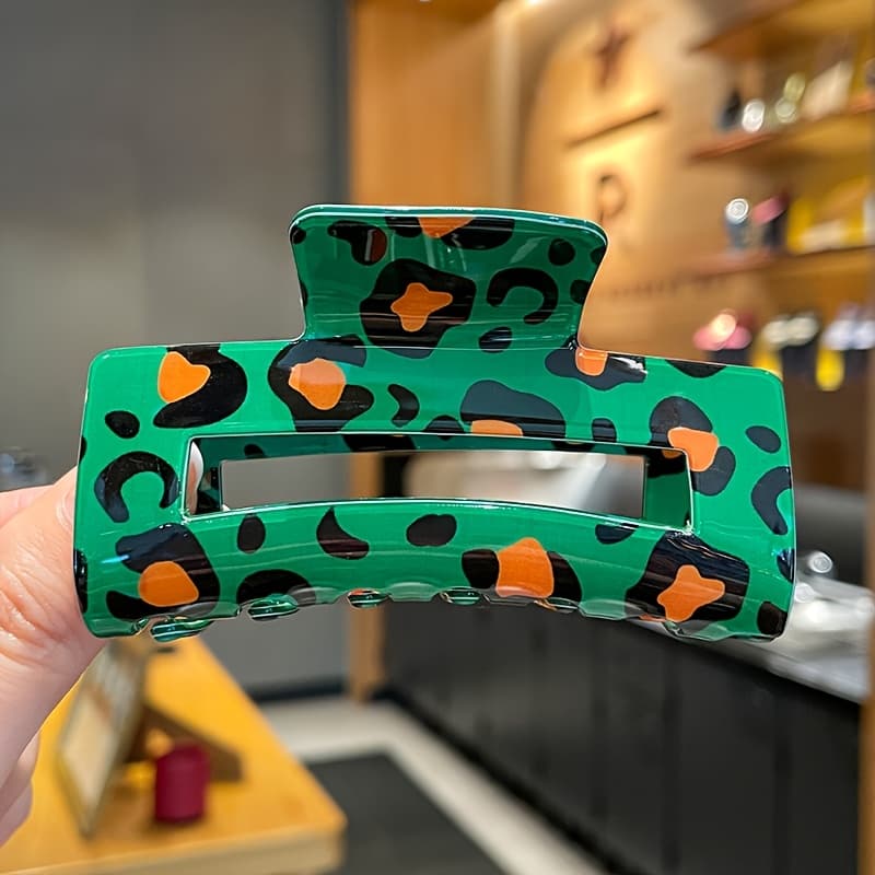 TEMU A 's Retro Element Printed Hair Clip, Large Size With A Rectangular Anti Slip Ponytail Clip, Hair Accessory