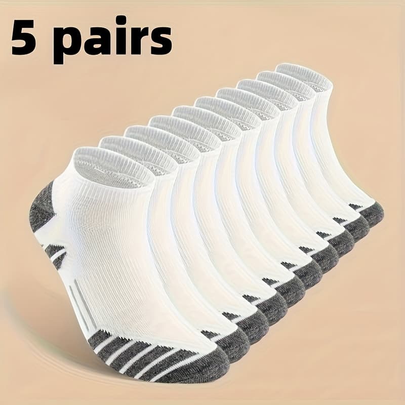 TEMU 5 Pairs Of Men's Socks, Athletic Socks, Low-cut Anti-odor And Moisture-wicking Men's Socks, Comfortable And Breathable, Suitable For Daily And Outdoor Wear, Use