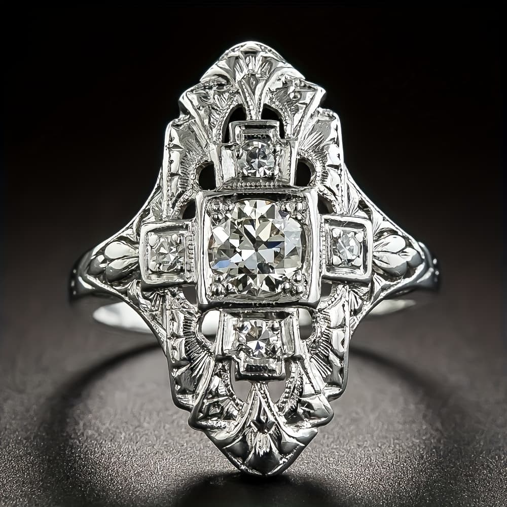 TEMU 1 Vintage Creative Hollow Synthetic Zirconia Men's Women's Ring, Party Vacation Banquet Jewelry Accessory