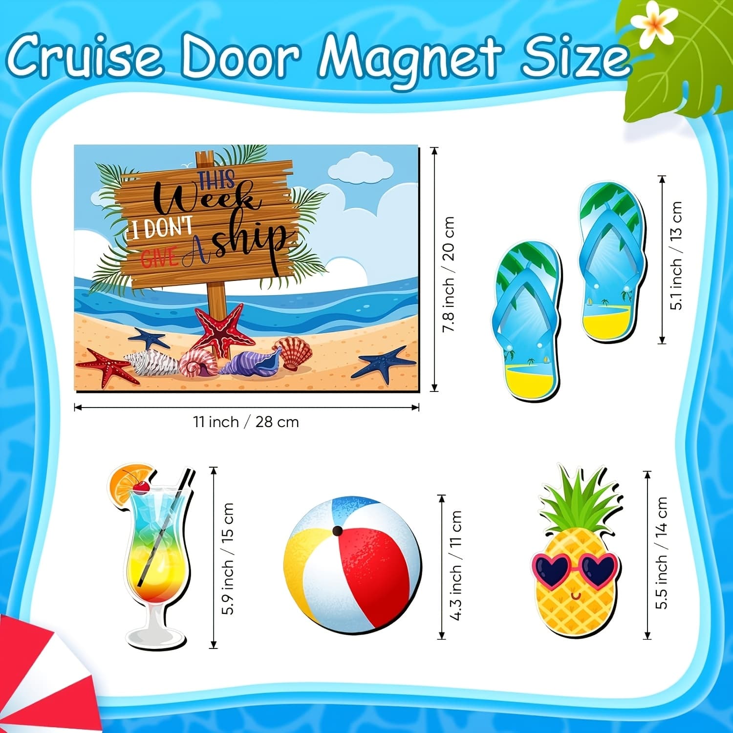 TEMU 6pcs Set Of Summer Door Magnets, Car Cruise Door Stickers, Theme Magnets, Suitable For Refrigerator And Car Carnival Cruise Cabin Door Decorations