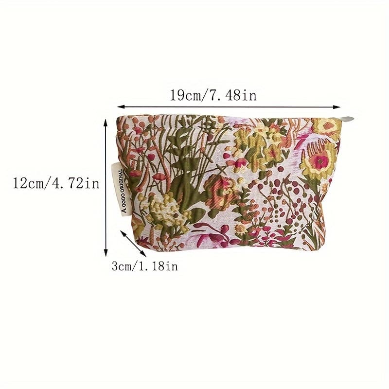 TEMU Chic Floral 3d Pattern Makeup Bag - Versatile Women's Clutch With Multi-functional Compartments, Lightweight & Portable For Travel And Outdoor Use, Stereo Flower Pattern, Travel Toiletry Bag