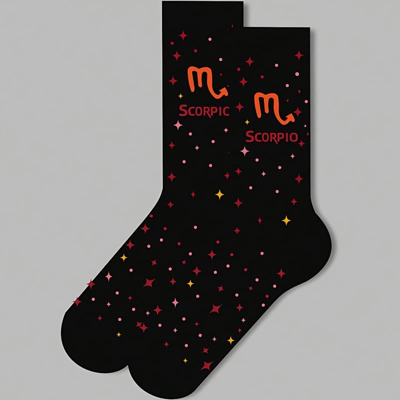 TEMU Pair Of 1 Men's And Women's Zodiac Socks - Black Zodiac, Soft Warm Moisture-wicking, Fashionable And Comfortable, Perfect For Gifts And Casual Wear