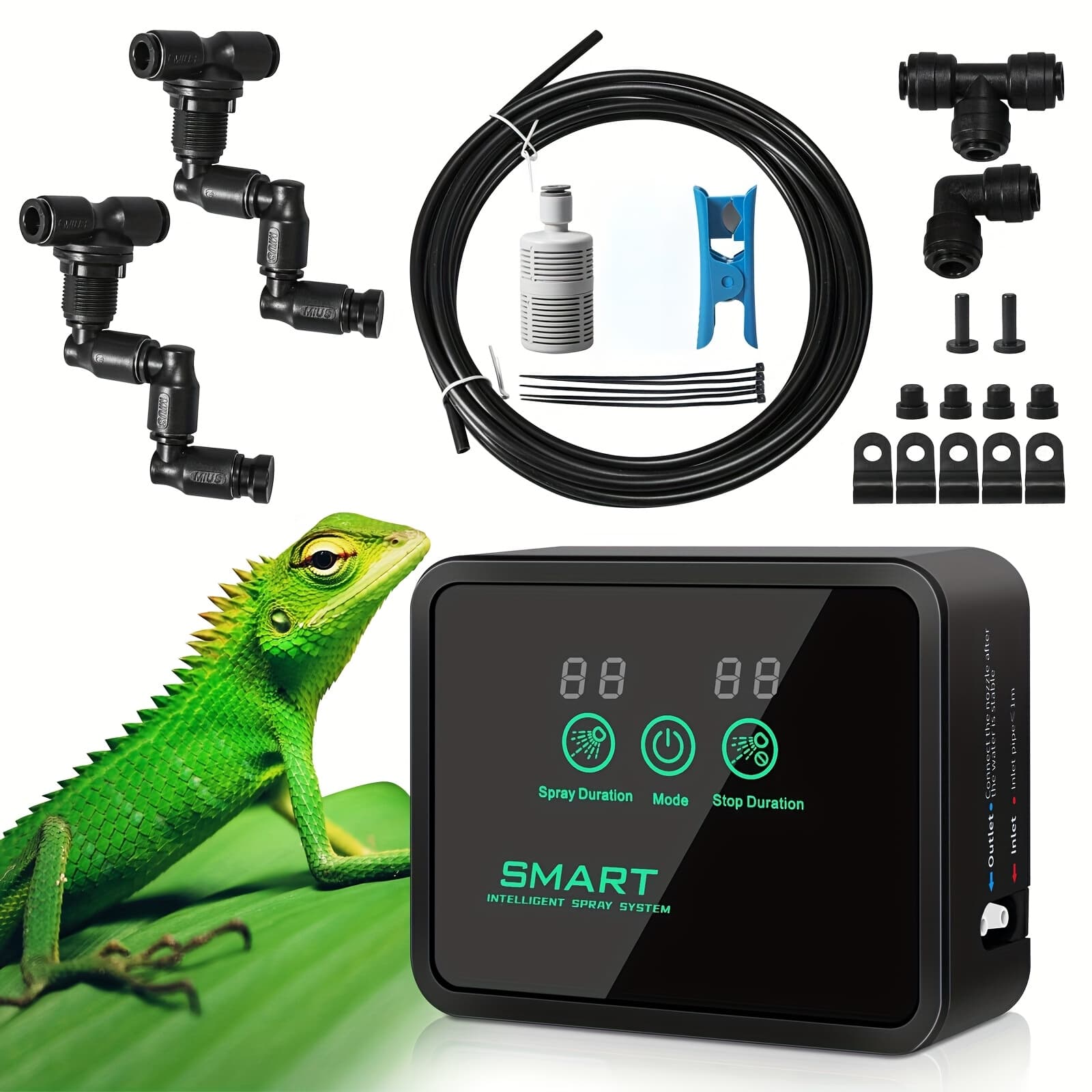 TEMU High-density Spray Reptile Humidifier With 360° Rotating Nozzles - Intelligent Timing And Setup For Reptiles And Amphibians