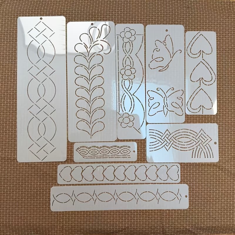 TEMU Embroidery And Template Set - Reusable Pet Plastic Fabric Templates, Cutting Patterns, Suitable For Fabric Painting And Designs
