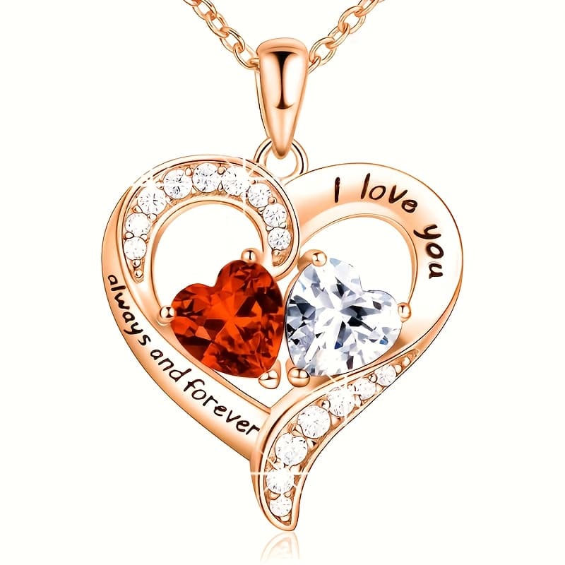 TEMU 1pc Stylish Heart-shaped Necklace Featuring Red And Synthetic Zirconia - Bohemian , Perfect For Weddings, Parties, Banquets, Valentine's Day, Christmas, And Gift- Occasions