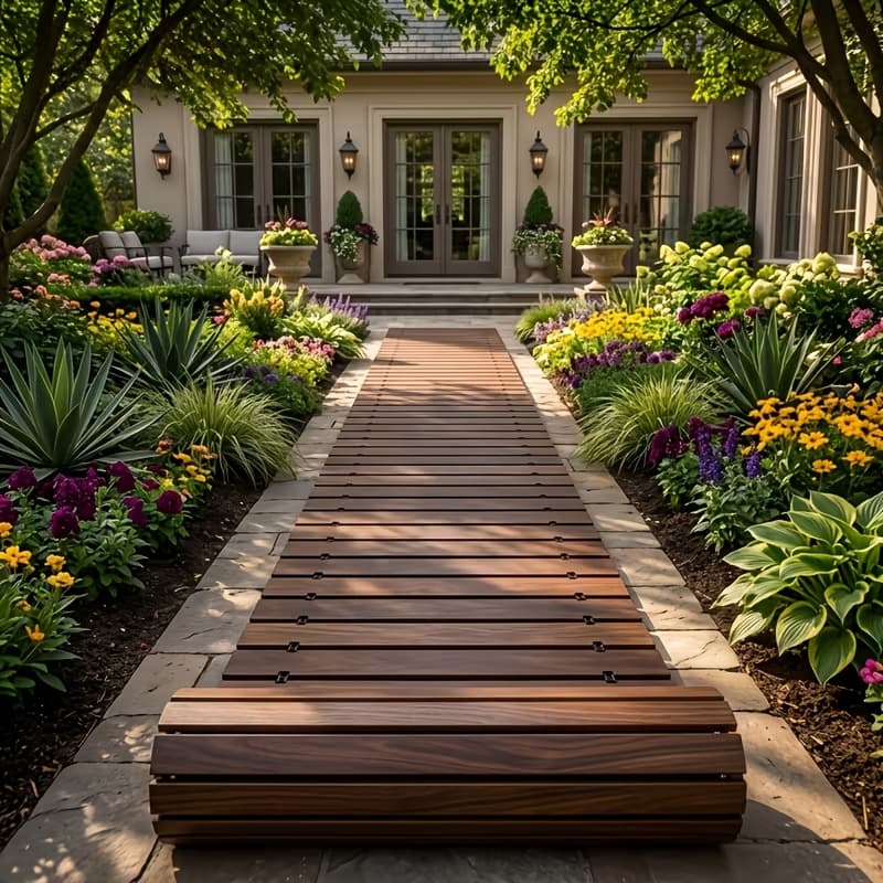 TEMU Wooden , Non-slip Weather-resistant Outdoor Pathway For Lawn, Patio, Yard And Flower Bed Border