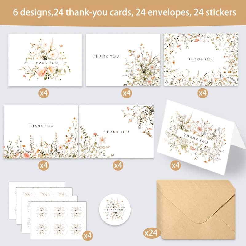 TEMU A Set Of 24 High-quality Greeting Cards, Accompanied By Envelopes And Stickers, Blank Cards Are Ideal For Weddings, Festivals, Bridal Gift , And Expressing Your Gratitude.